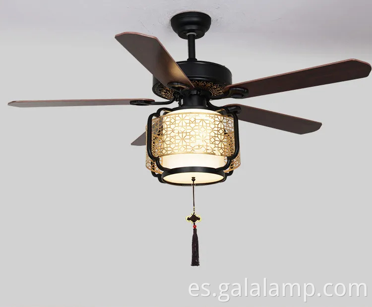 Lámpara de ventilador de techo chino vintage para salones de vida y comedor